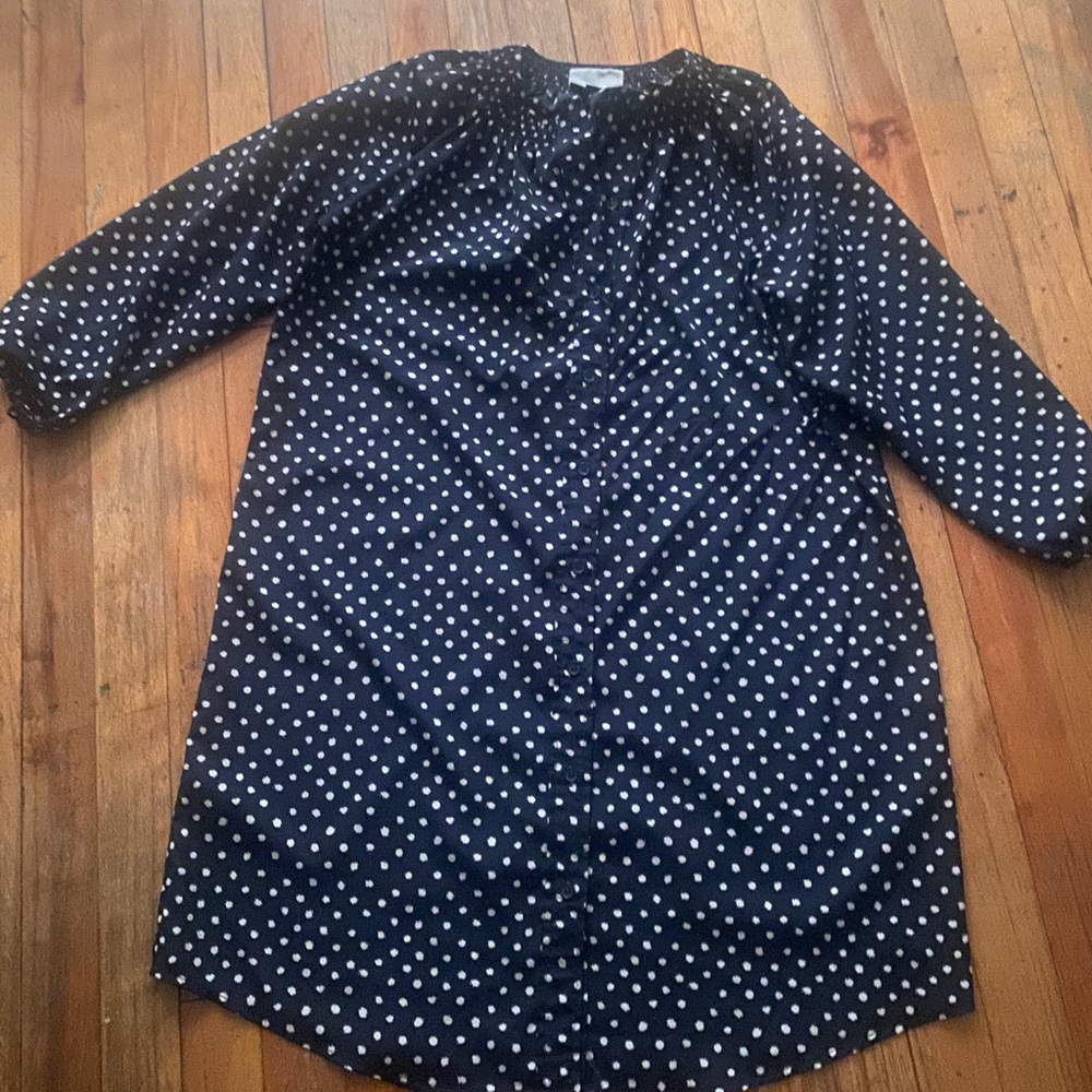 MOEUVE NAVY BLUE POLKA DOT SHIRT LOOSE Dress CLASSY GR8UC